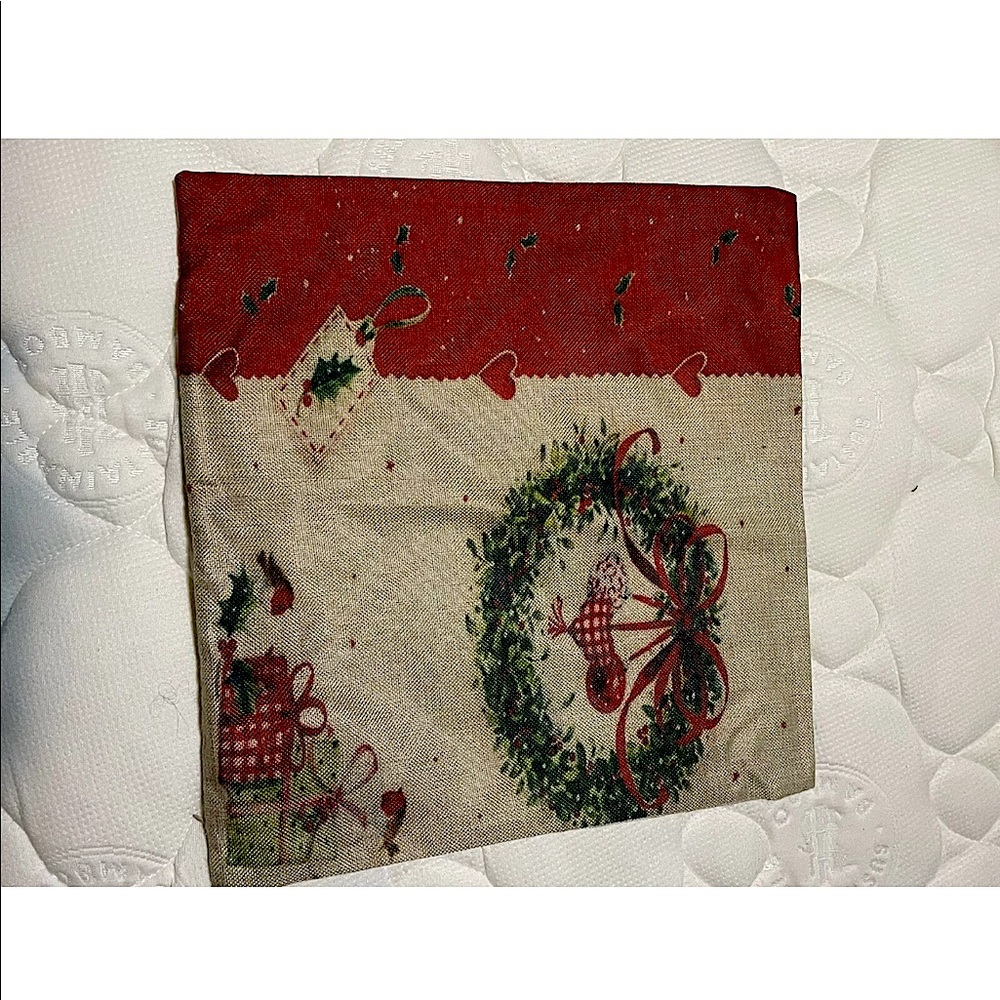 Christmas Themed Canvas Throw Pillow Cover 17 X 17